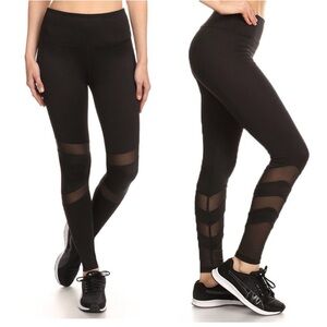 NWT BOUTIQUE Black Leggings with Mesh Accents PRICE IS FOR EACH